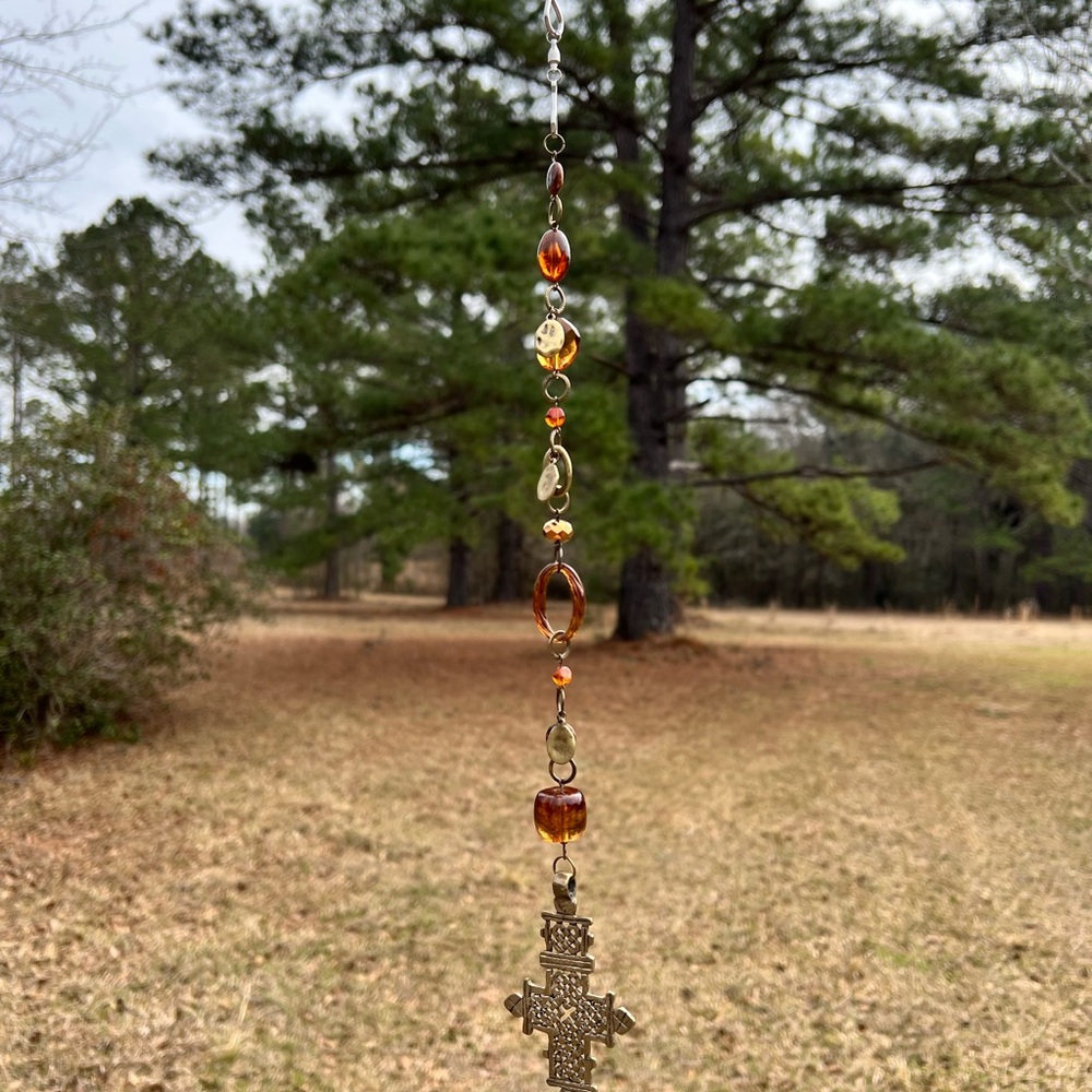 Large Brass Cross Sun Catcher